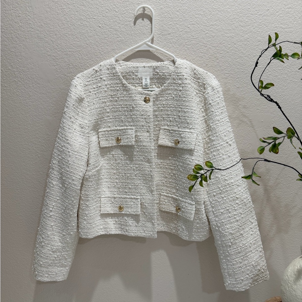 H&M White tweed jacket